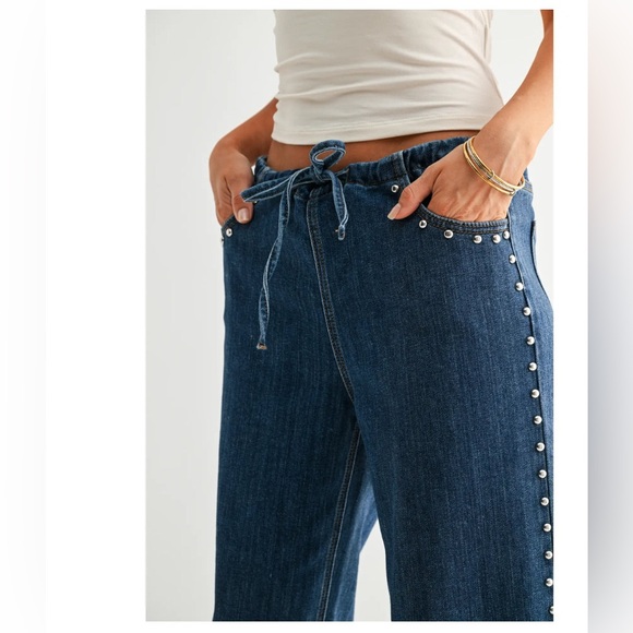 Studded Drawstring Jeans - Picture 2 of 4